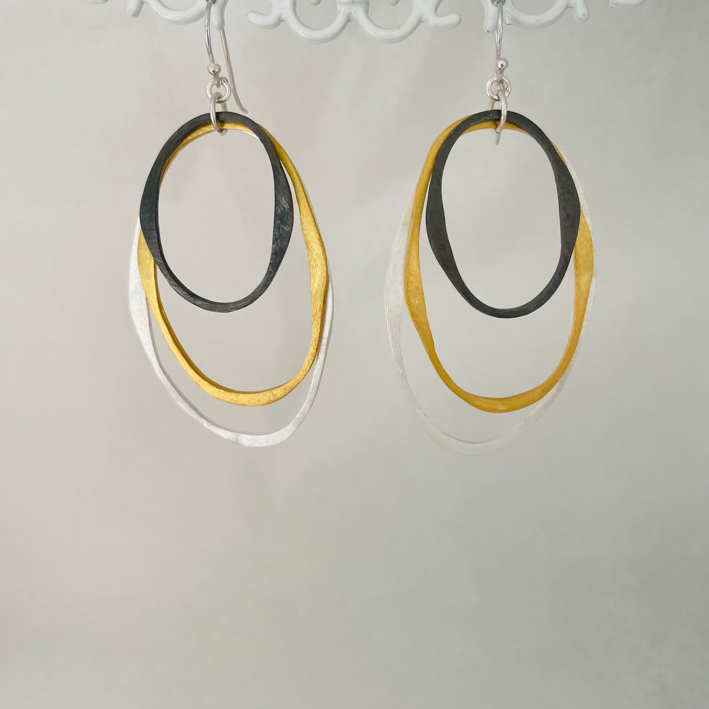 L.E. Leonard Earrings L.E. Leonard 3 Tone Oval Hoop Earrings 47787230 L.E. Leonard 3 Tone Oval Hoop Earrings