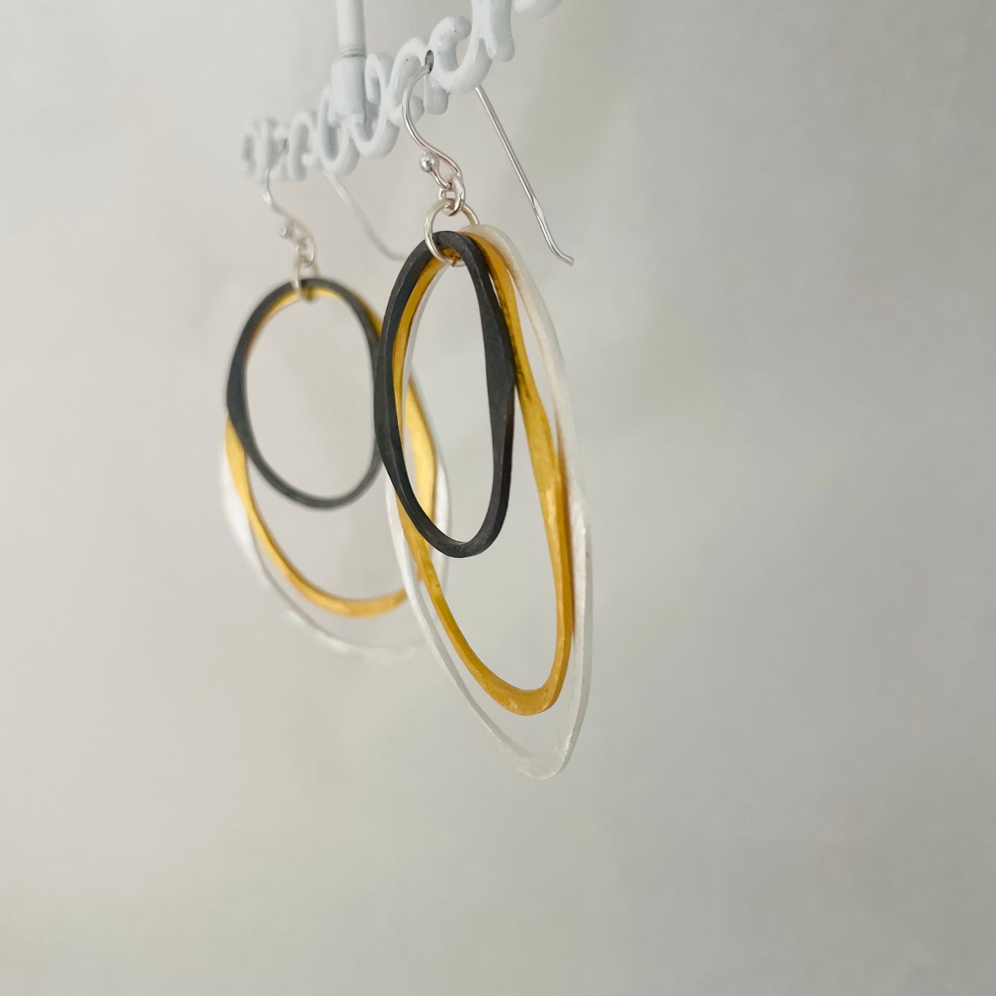 L.E. Leonard Earrings L.E. Leonard 3 Tone Oval Hoop Earrings 47787230 L.E. Leonard 3 Tone Oval Hoop Earrings