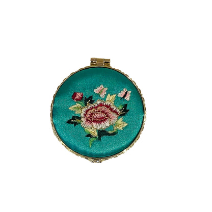 Silk Embroidered Compact Mirror - Multiple Colors