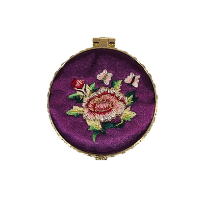 Silk Embroidered Compact Mirror - Multiple Colors