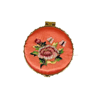 Silk Embroidered Compact Mirror - Multiple Colors
