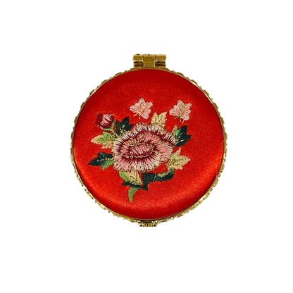 Silk Embroidered Compact Mirror - Multiple Colors