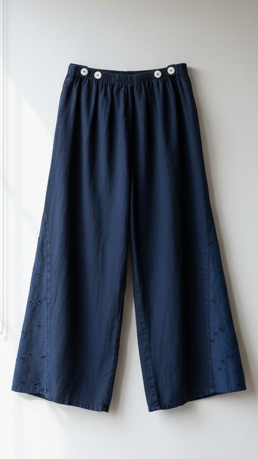 Fenini Pants Fenini Embroidered Insert Crop Pant Fenini Embroidered Insert Crop Pant