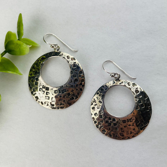 L.E. Leonard Jewelry Round Donut with Texture Earrings