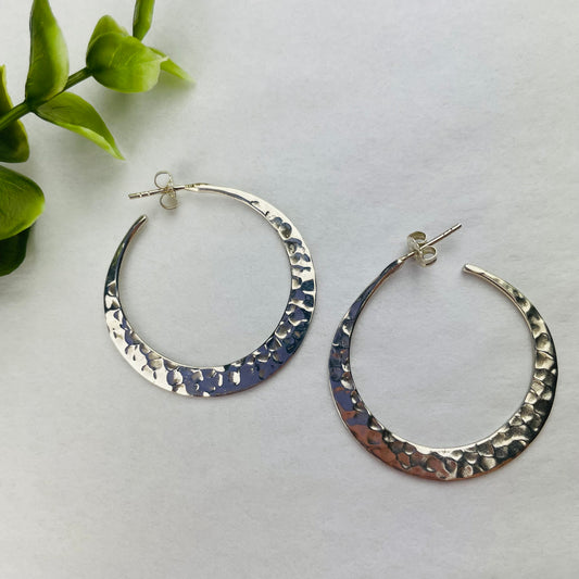 L.E. Leonard Jewelry Hammered Hoop Earrings- Multiple Metals