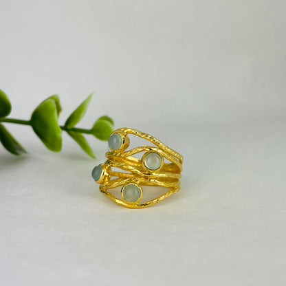 Treisi Jewelry 24k Gold Vermeil Web Ring - Multiple Stones