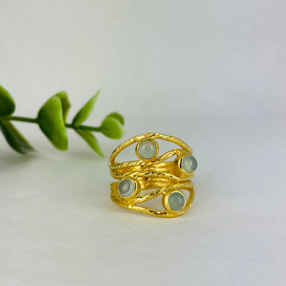 Treisi Jewelry 24k Gold Vermeil Web Ring - Multiple Stones