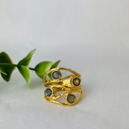 Treisi Jewelry 24k Gold Vermeil Web Ring - Multiple Stones