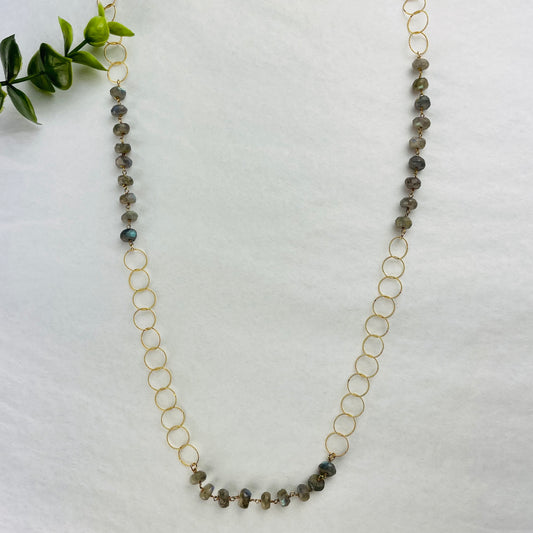 Treisi Jewelry 14k Gold Hoop Necklace - Multiple Stones
