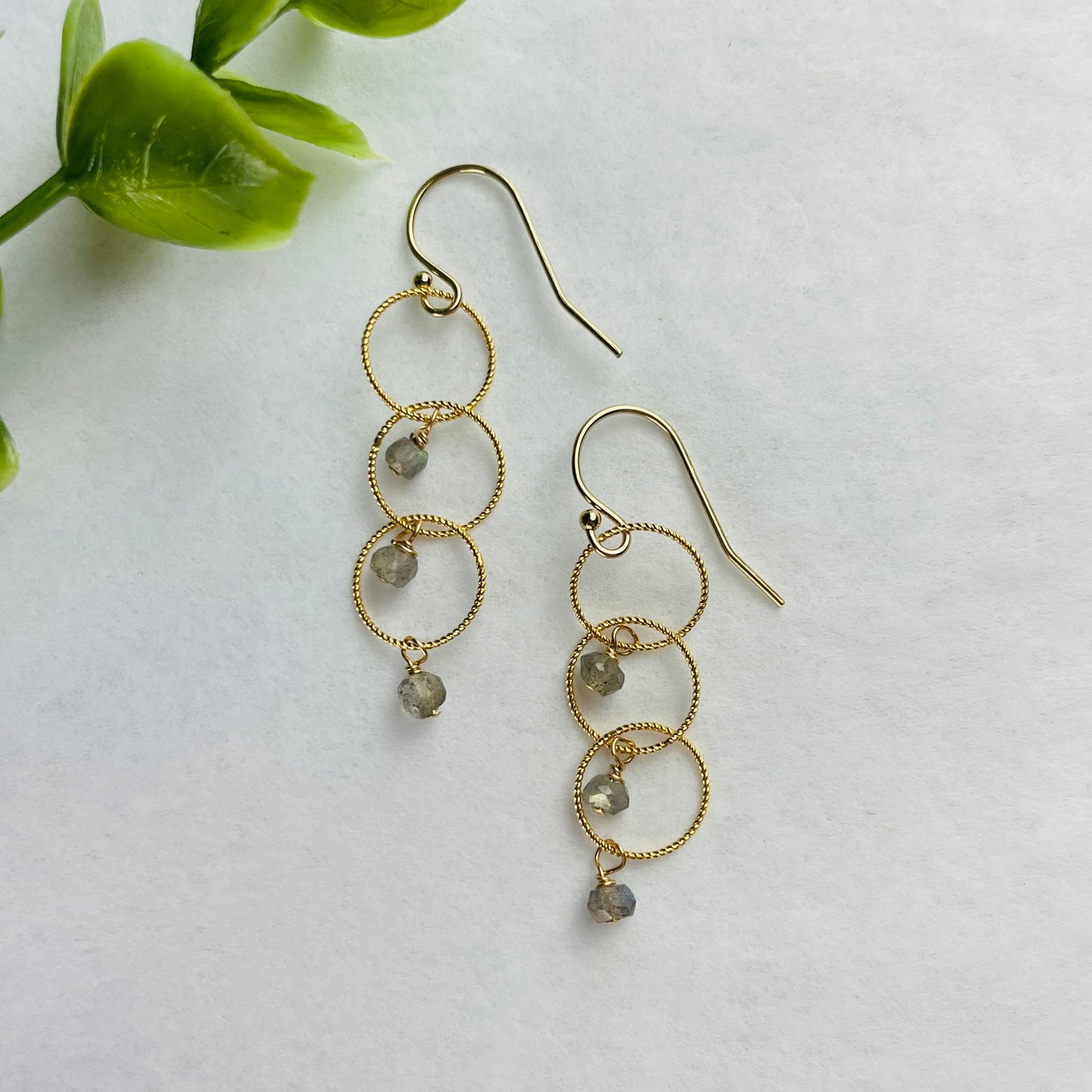 Treisi Jewelry 14k Gold Triple Twist Hoop Earrings - Multiple Stones
