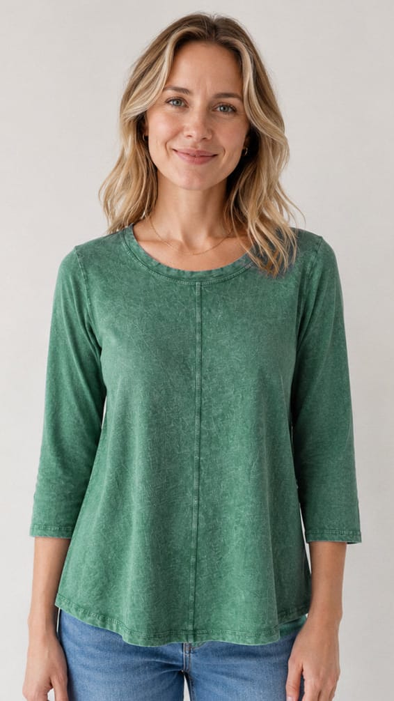 Cotton Lani Tees Cotton Lani Mineral Wash 3/4 Sleeve Swing Tee - Multiple Colors 79625950 Cotton Lani Mineral Wash 3/4 Sleeve Swing Tee - Multiple Colors