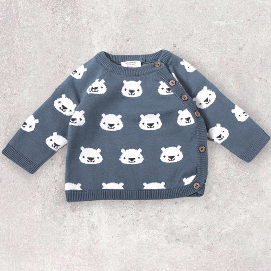 Viverano Organics  Bear Jacquard Knit Pullover Sweater