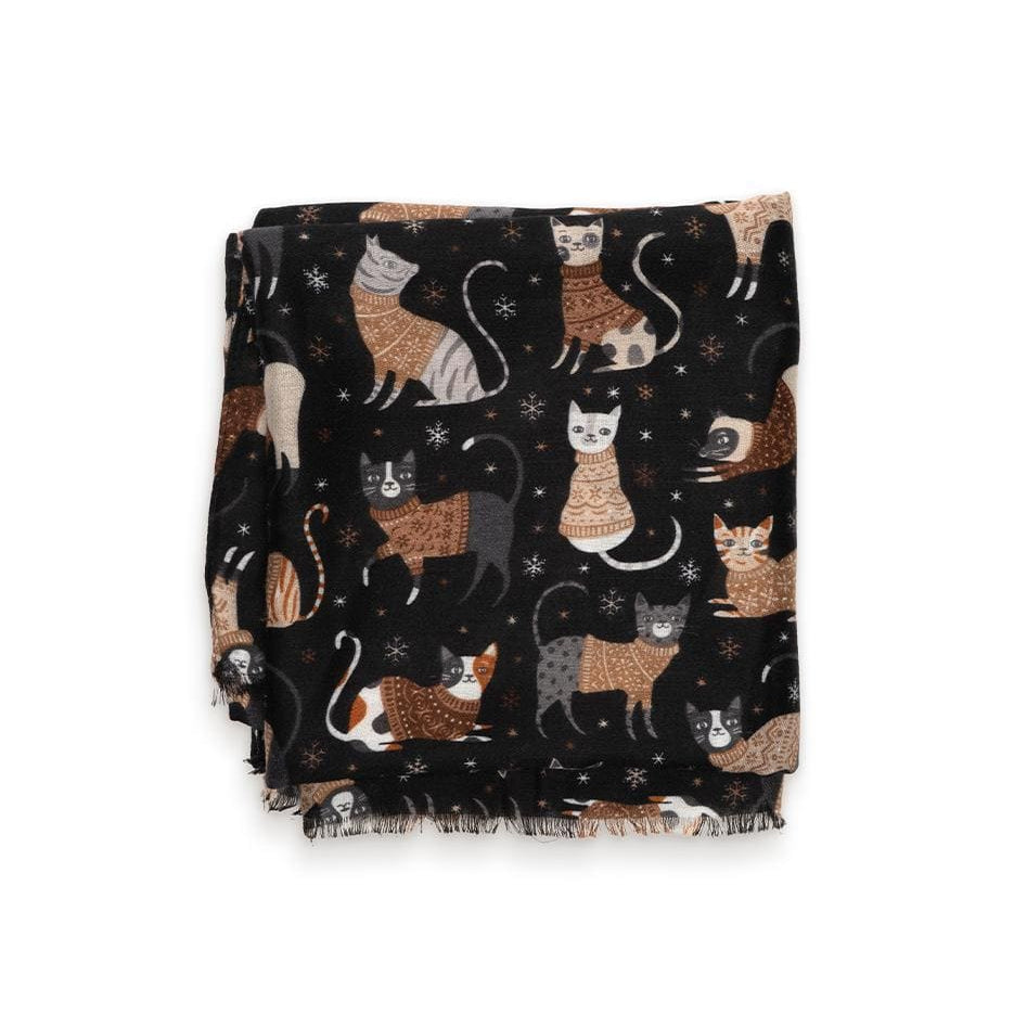 Joy Susan Scarves Joy Susan Black Cozy Cats Scarf 35428574 Joy Susan Black Cozy Cats Scarf