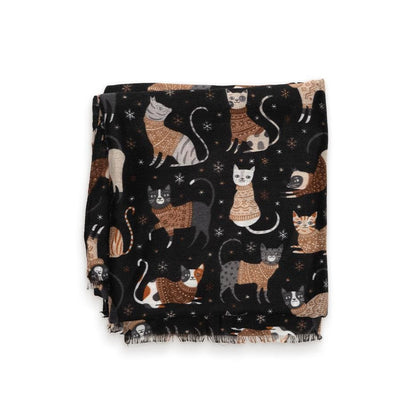 Joy Susan Scarves Joy Susan Black Cozy Cats Scarf 35428574 Joy Susan Black Cozy Cats Scarf
