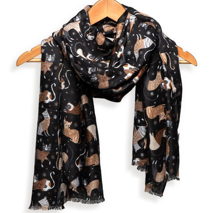 Joy Susan Scarves Joy Susan Black Cozy Cats Scarf 35428574 Joy Susan Black Cozy Cats Scarf