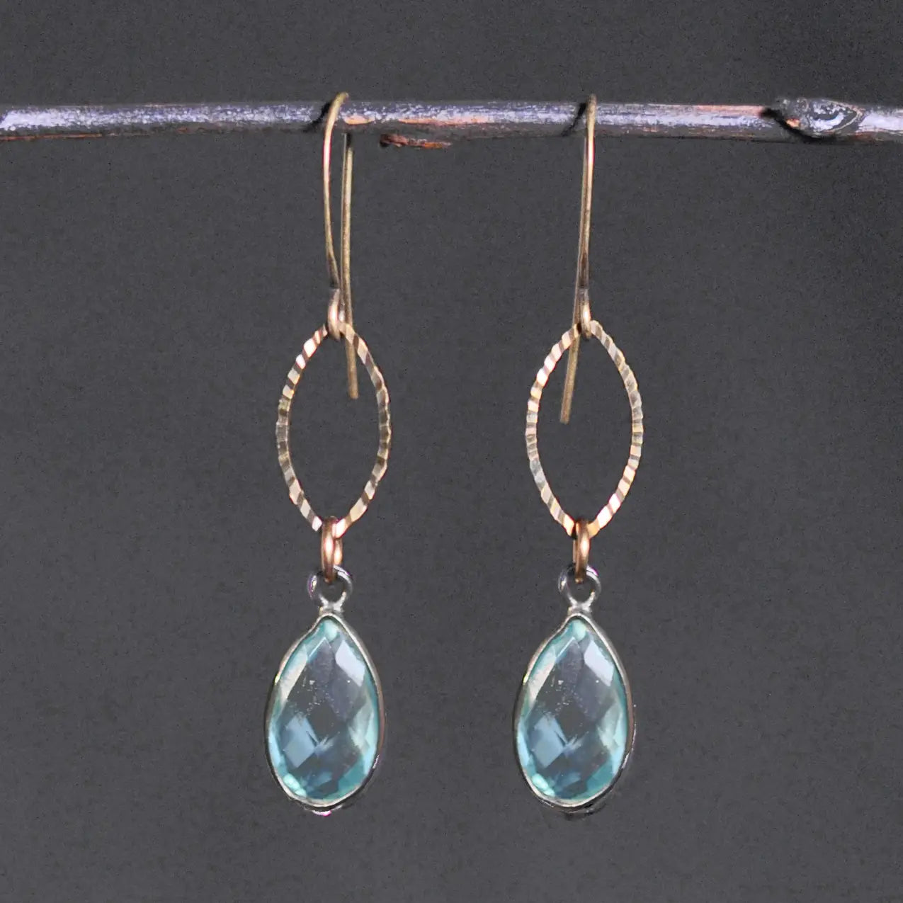 KBD Studio Aqua Brass Marquise Earrings