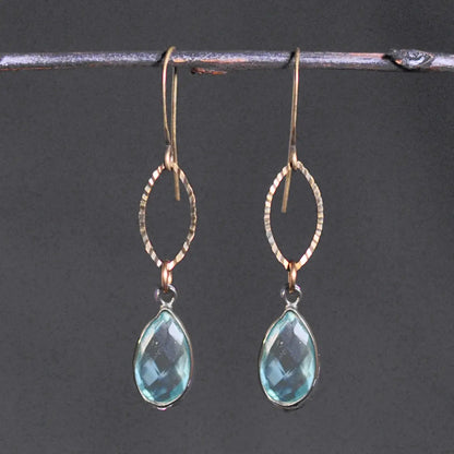 KBD Studio Aqua Brass Marquise Earrings
