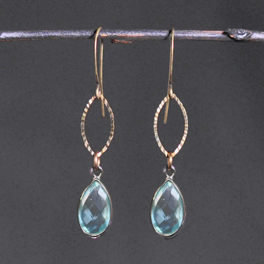 KBD Studio Aqua Brass Marquise Earrings
