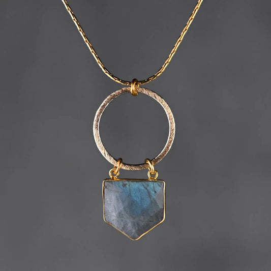KBD Studio Labradorite Shield & Circle Necklace