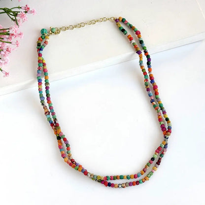 World Finds Necklaces World Finds Kantha Milieu Double Strand Necklace World Finds Kantha Milieu Double Strand Necklace