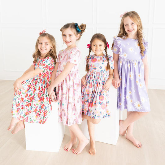 Mila & Rose Short Sleeve Pocket Twirl Dress - Multiple Colors