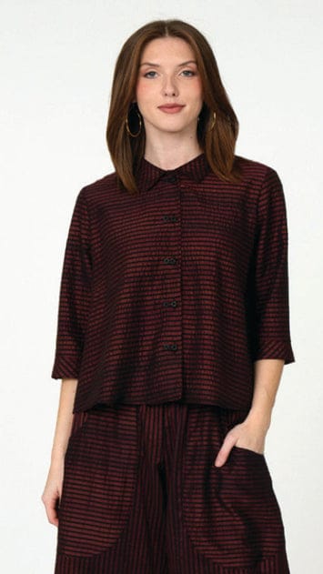 Niche Blouses Niche Shimmer Stripe Twinbutton Top Niche Shimmer Stripe Twinbutton Top