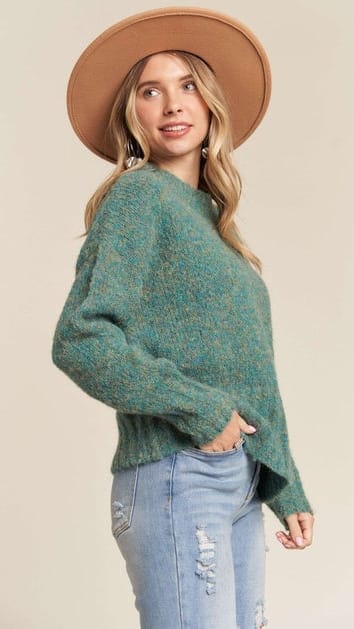 Madelyn Sweaters Heathered Crew Neck Knit Sweater Heathered Crew Neck Knit Sweater