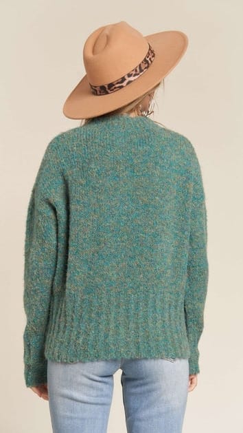 Madelyn Sweaters Heathered Crew Neck Knit Sweater Heathered Crew Neck Knit Sweater