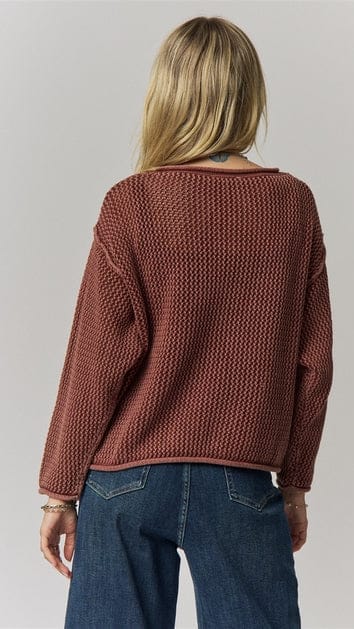 Madelyn Sweaters Rolled Hem Textured Knit Sweater - Multiple Colors Rolled Hem Textured Knit Sweater - Multiple Colors