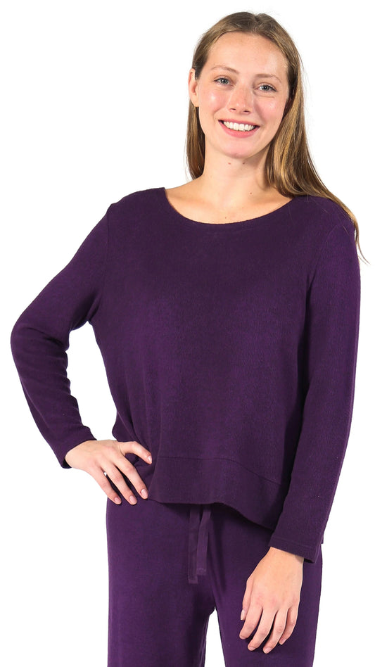 La Cera Fleece Pullover Top, Purple