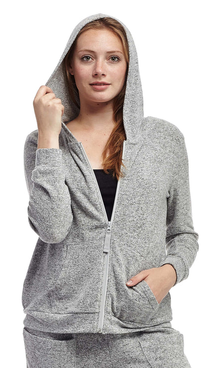 La Cera Fleece Zip Hoodie, Grey