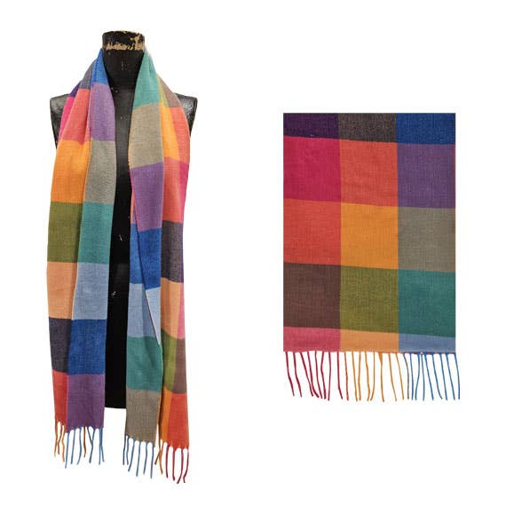 Mediterranean Concepts Scarves Med. Concepts Large Bright Block Check Scarf 00795102 Med. Concepts Large Bright Block Check Scarf