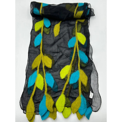 Nurbu Inc. Scarves Leaf Felted Scarf - Multiple Colors Leaf Felted Scarf - Multiple Colors