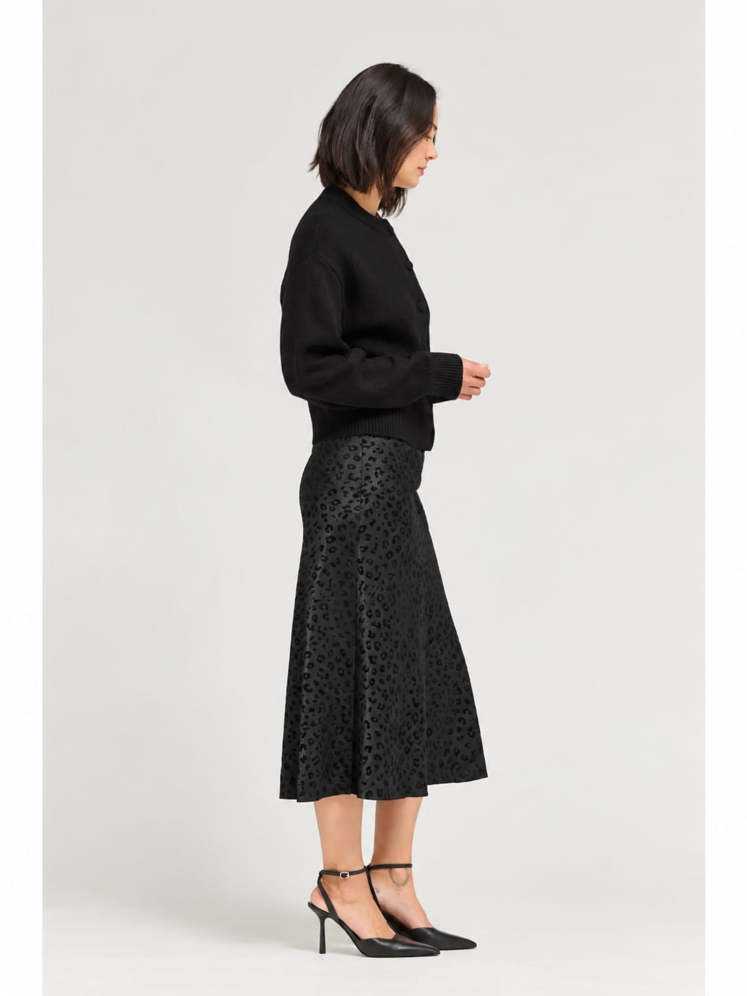 Grade & Gather Skirts Leopard Satin Midi Skirt Leopard Satin Midi Skirt