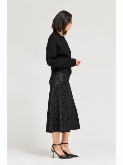 Grade & Gather Skirts Leopard Satin Midi Skirt Leopard Satin Midi Skirt