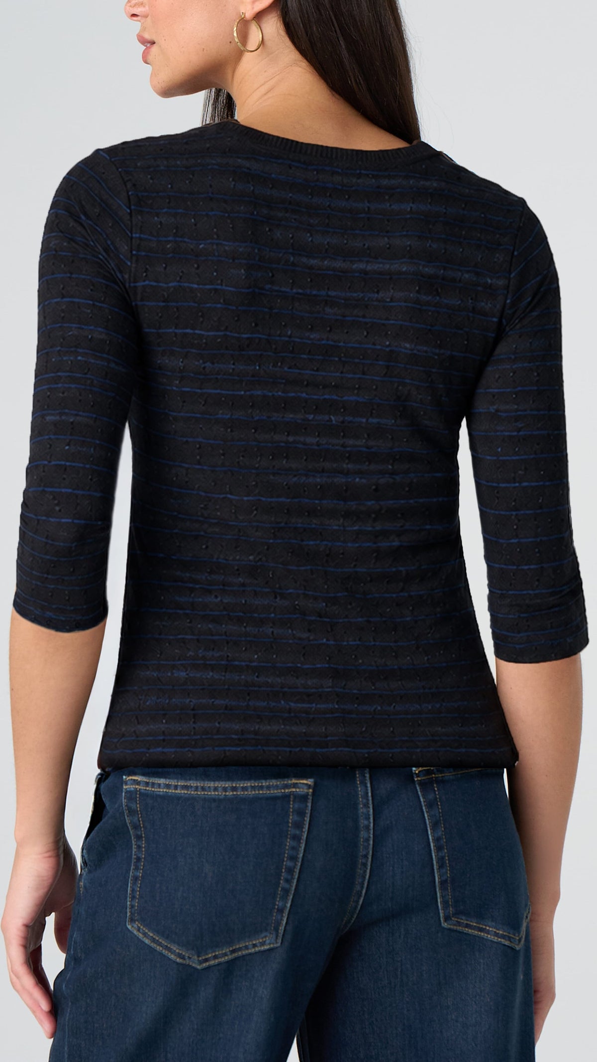 Liverpool Tops Liverpool 3/4 Sleeve Crew Neck Knit Top Liverpool 3/4 Sleeve Crew Neck Knit Top