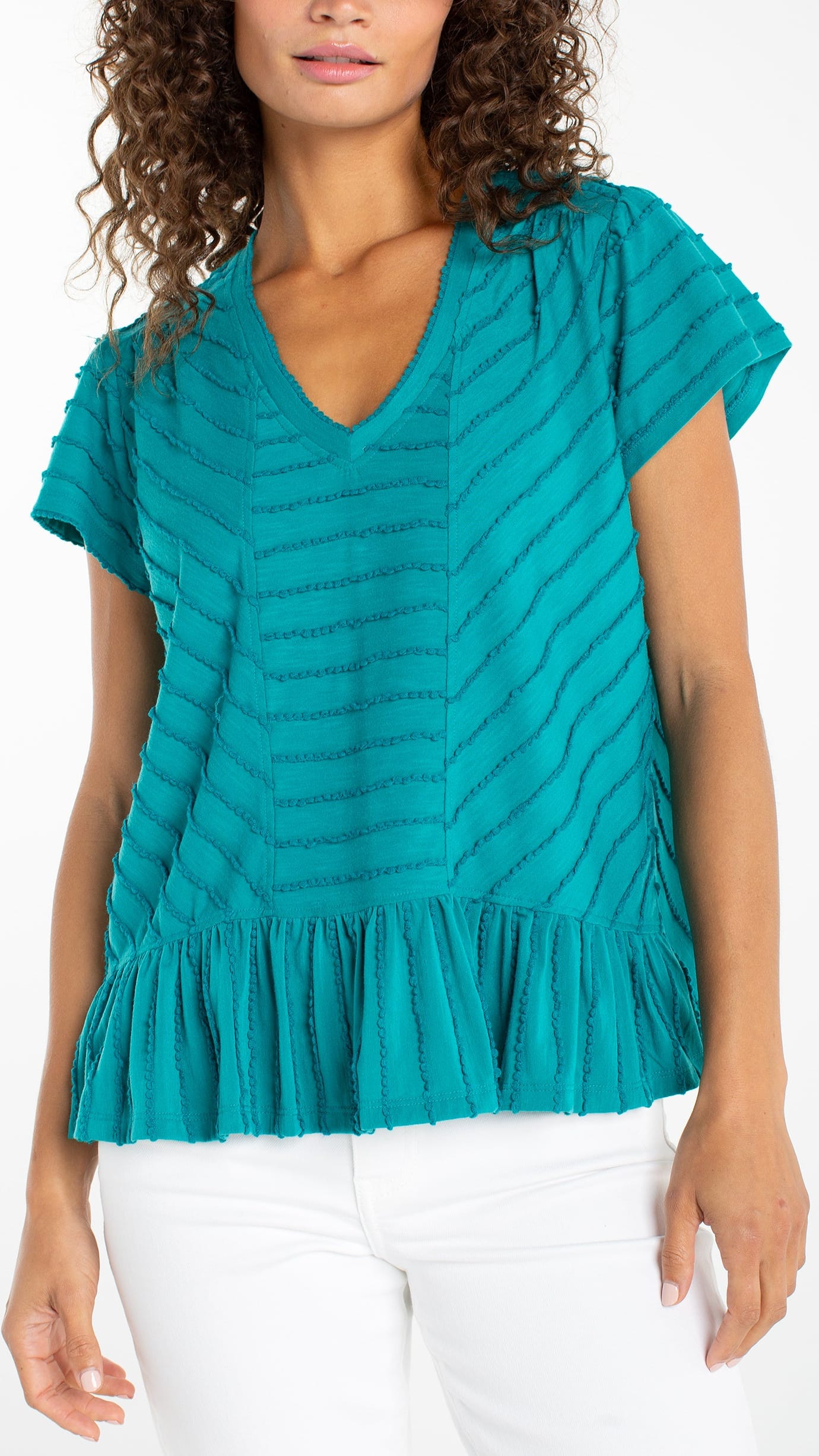 Liverpool Tops Liverpool Short Sleeve Knit Top with Miter Detail - Multiple Colors Liverpool Short Sleeve Knit Top with Miter Detail - Multiple Colors