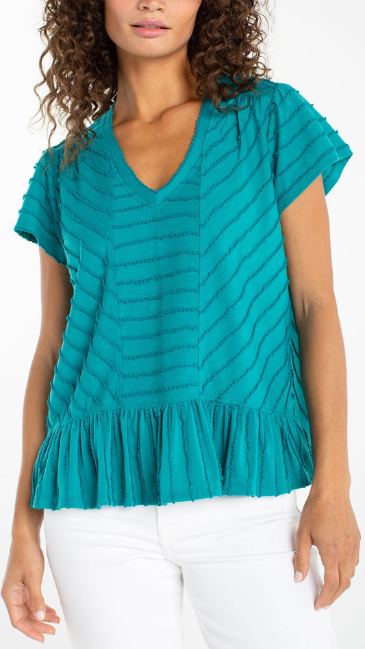 Liverpool Tops Liverpool Short Sleeve Knit Top with Miter Detail - Multiple Colors Liverpool Short Sleeve Knit Top with Miter Detail - Multiple Colors