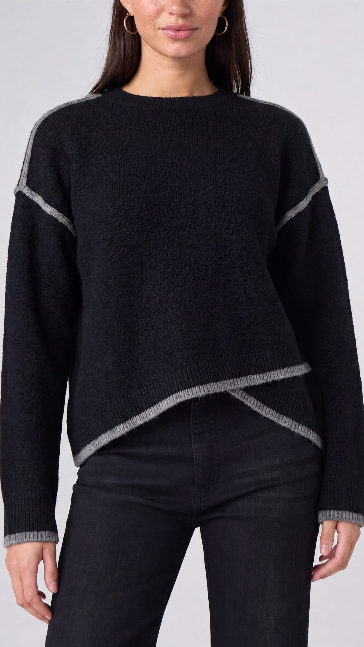 Liverpool Sweaters Liverpool Crew Neck Sweater with Tulip Hem Liverpool Crew Neck Sweater with Tulip Hem