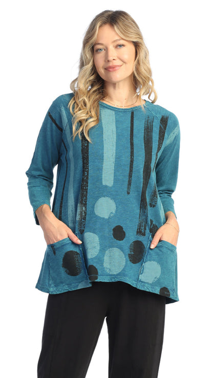 Jess & Jane Mineral Wash Patch Pocket Tunic - Multiple Prints