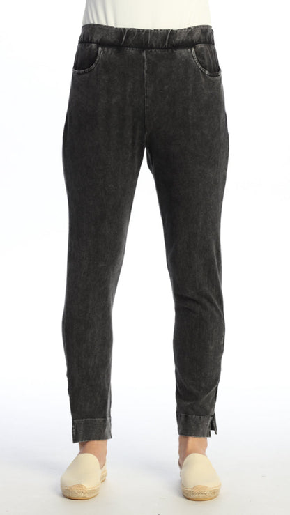 Jess & Jane Mineral Wash Slim Split Ankle Pant - Multiple Colors