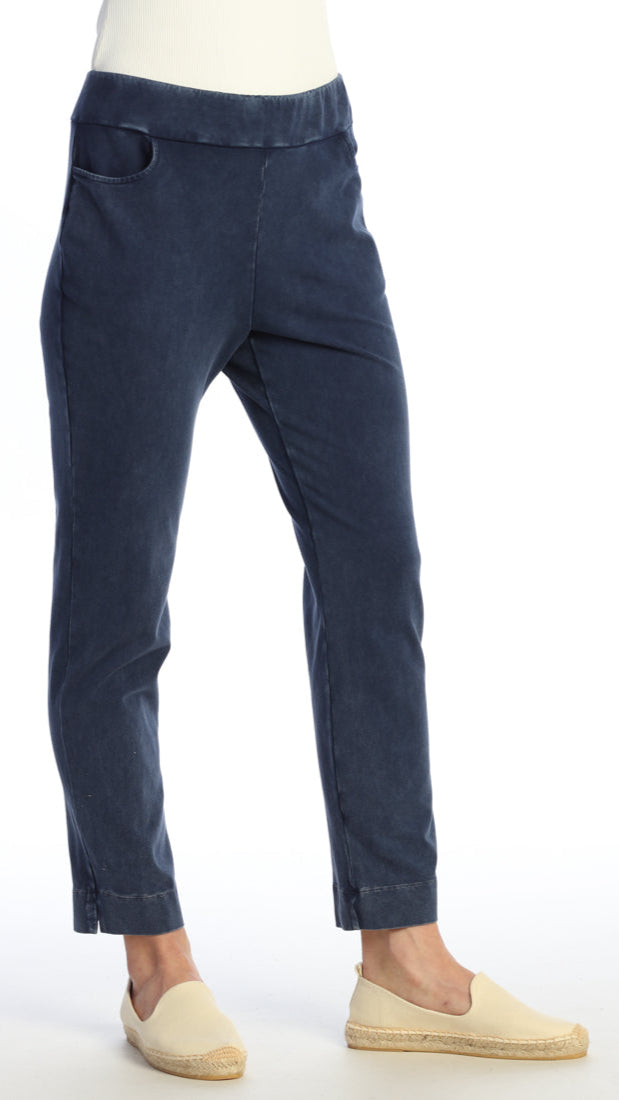 Jess & Jane Mineral Wash Slim Split Ankle Pant - Multiple Colors