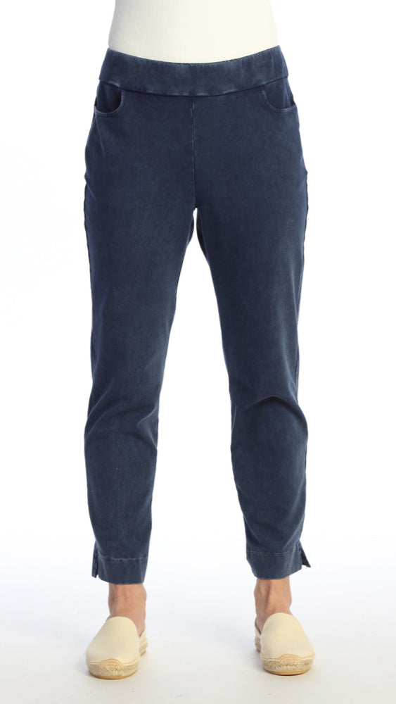 Jess & Jane Mineral Wash Slim Split Ankle Pant - Multiple Colors