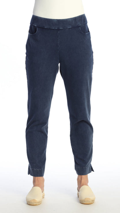 Jess & Jane Mineral Wash Slim Split Ankle Pant - Multiple Colors