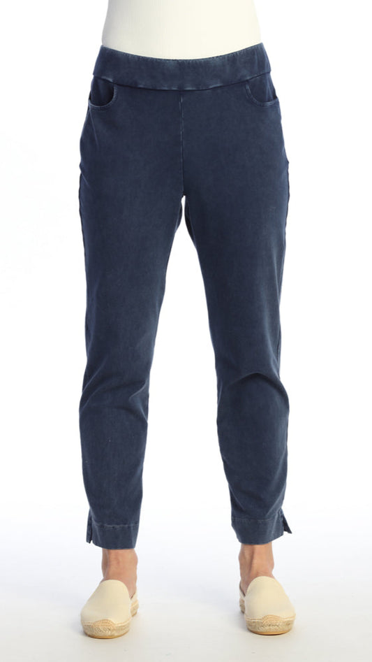 Jess & Jane Mineral Wash Slim Split Ankle Pant - Multiple Colors