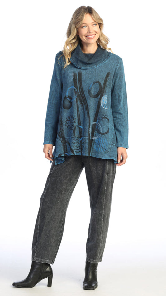 Jess & Jane Mineral Wash French Terry Cowl Tunic - Multiple Patterns