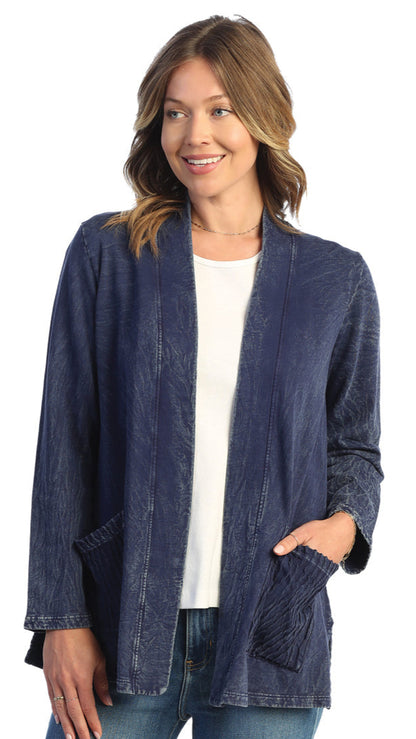 Jess & Jane Mineral Wash Fleece Open Cardi - Multiple Colors
