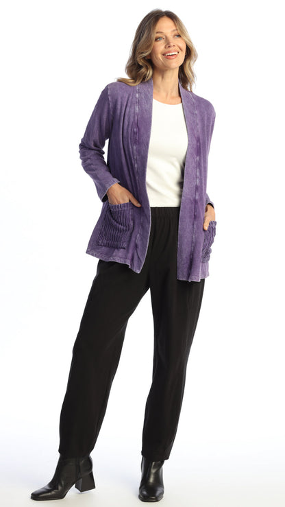 Jess & Jane Mineral Wash Fleece Open Cardi - Multiple Colors