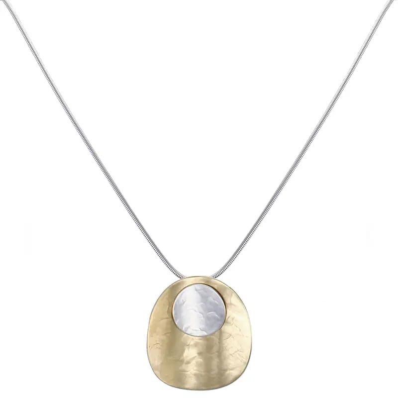 Marjorie Baer Necklaces Marjorie Baer Large Layered Curved Discs Necklace - N0298D Marjorie Baer Large Layered Curved Discs Necklace - N0298D