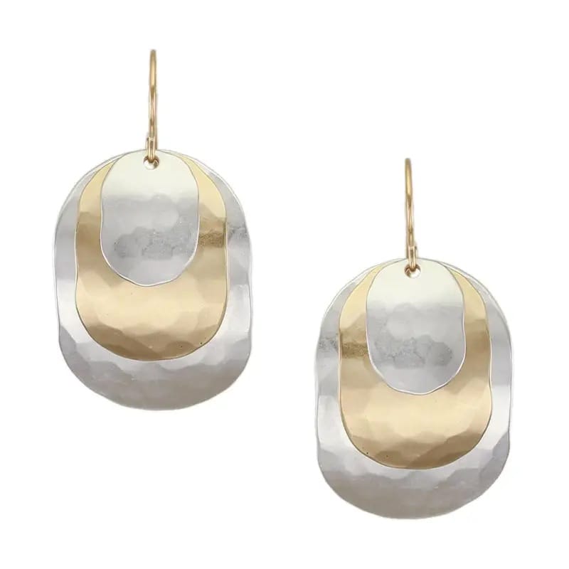 Marjorie Baer Earrings Marjorie Baer Large Layered Ovals Wire Earrings - E1527DW Marjorie Baer Large Layered Ovals Wire Earrings - E1527DW
